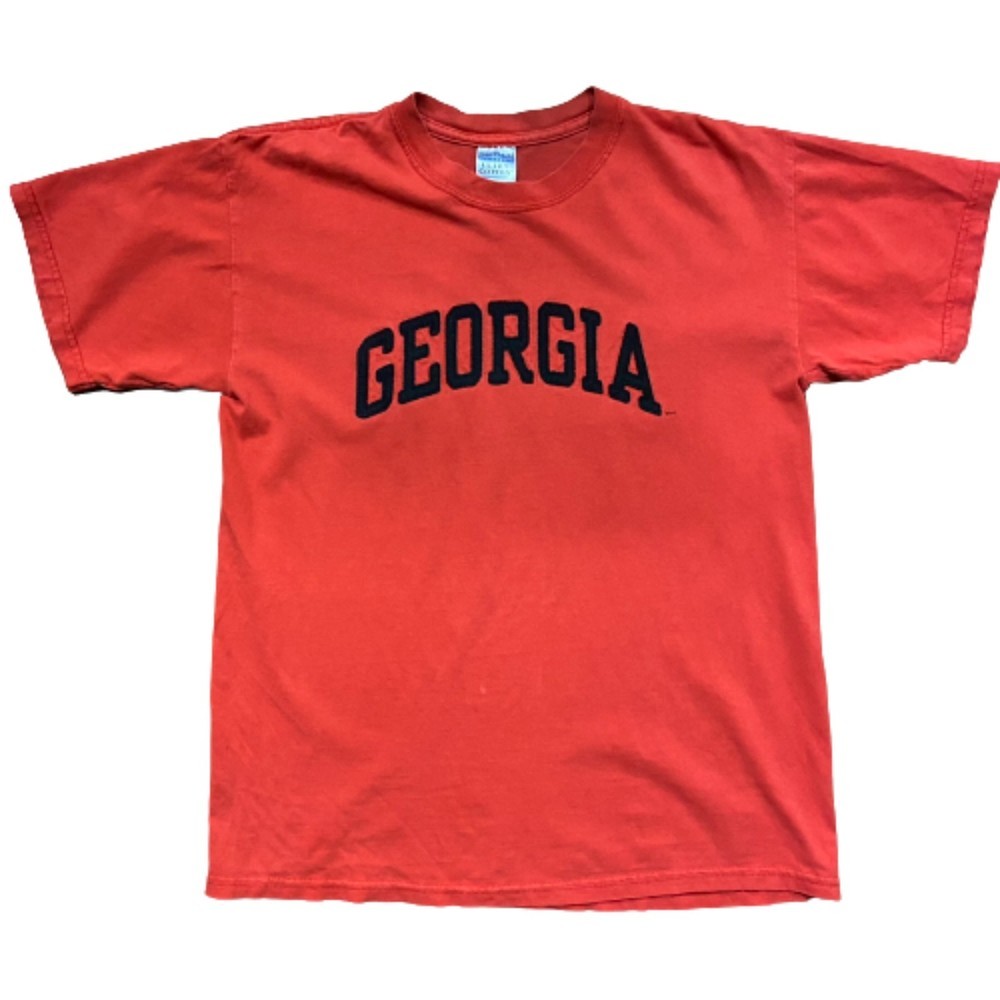 Gildan UGA Vintage Georgia Bulldogs Stitched Red Black T-Shirt Men's Size Medium